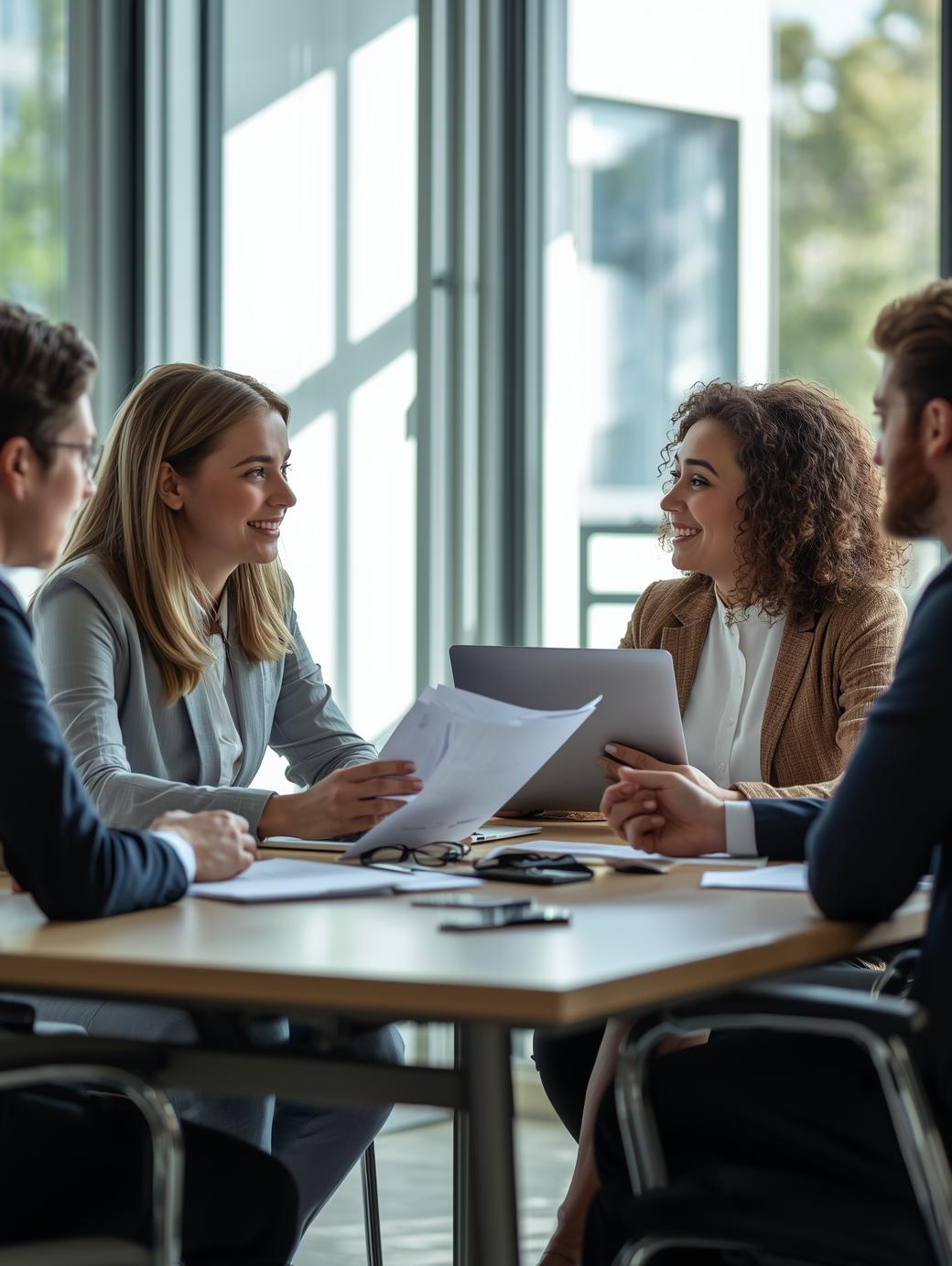 Group of international students walking together on a UK university campus, carrying books and backpacks while discussing studies